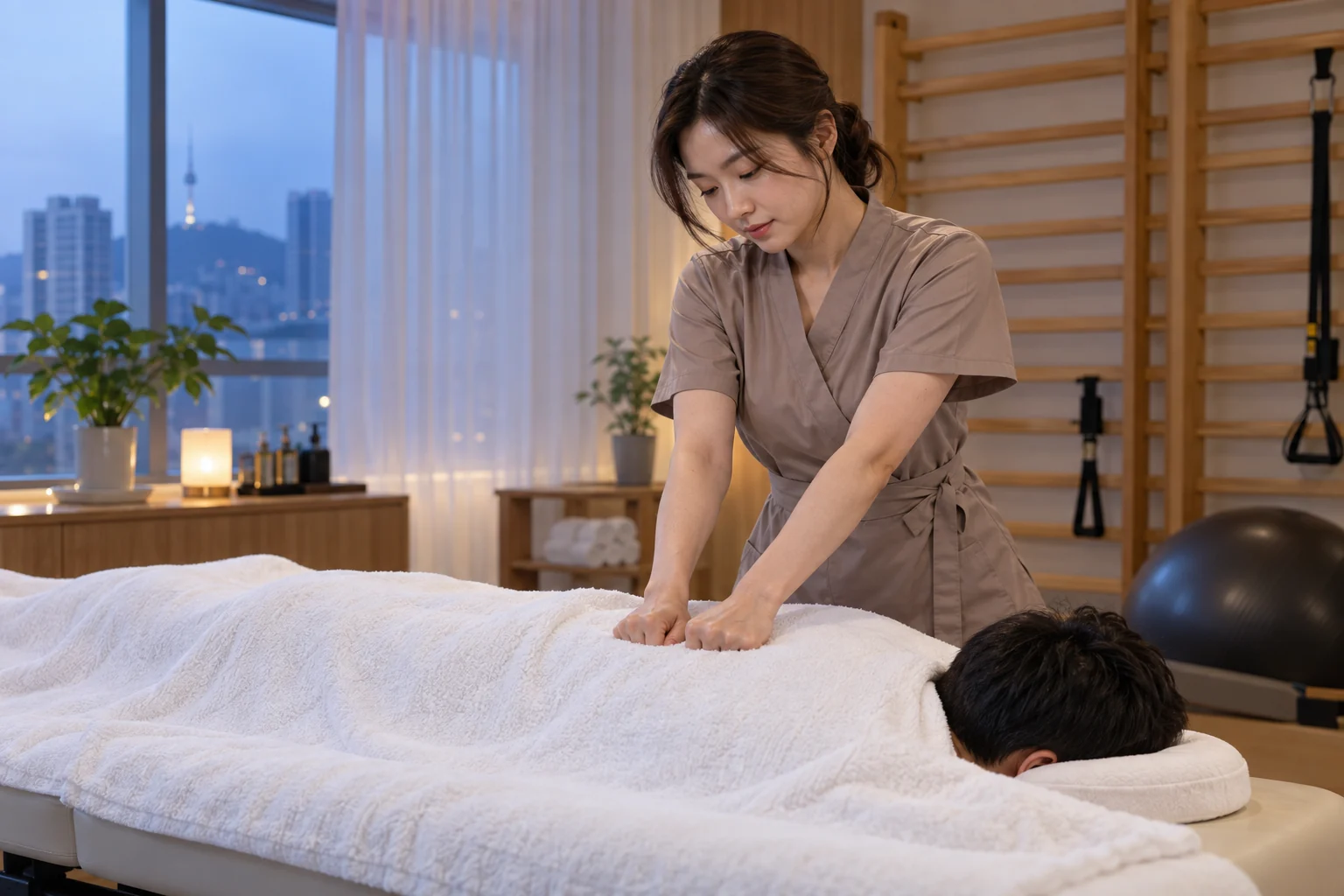 등·어깨 관리를 표현한 웰니스 이미지 1