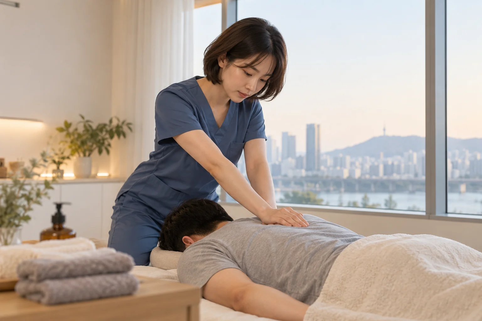 등·어깨 관리를 표현한 웰니스 이미지 1